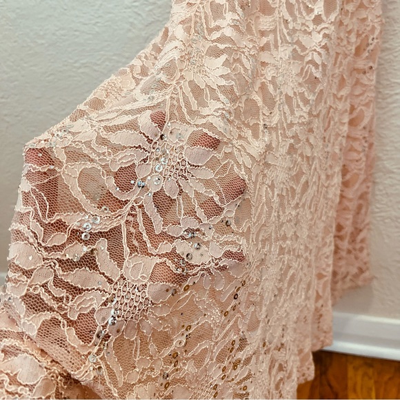 Vintage Y2k 90s Pink Lace Gown Dress Sequins Jewels My Michelle 1 XXS Prom - Picture 7 of 13